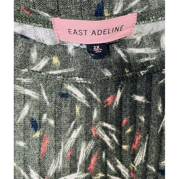 East Adeline Womens Knit Top Sz 2X Side Slit Long Sleeve Stretch Smocked Sleeve - Picture 4 of 7